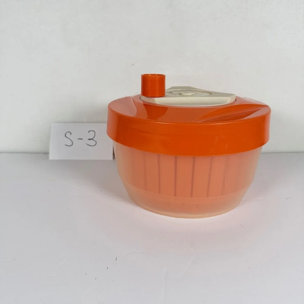 Vintage Triumph Salad Spinner Orange Cream Kitchen Tool S-3